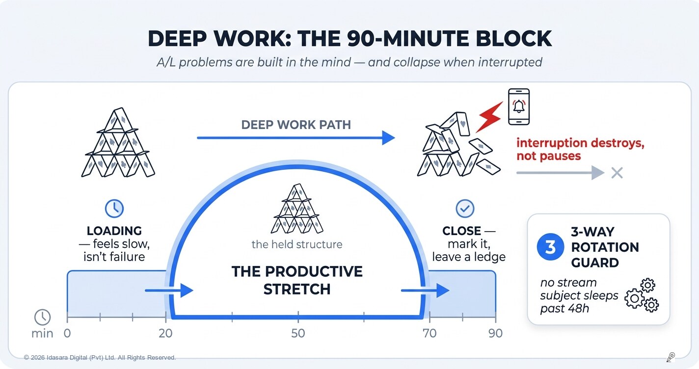 Deep Work for A/L: Why Your Hardest Problems Need 90 Unbroken Minutes