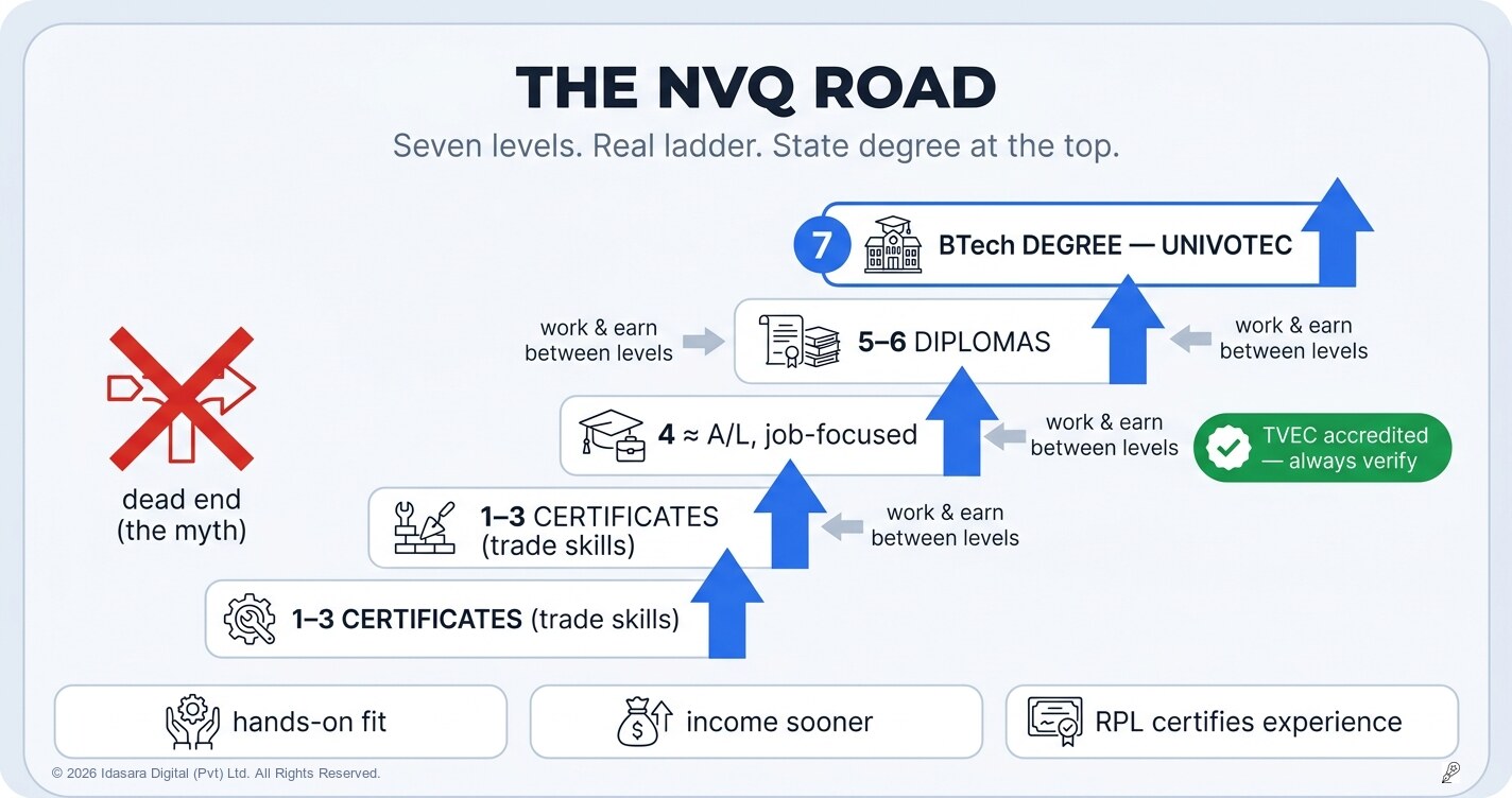 The NVQ Road: A Real Path, Fully Mapped
