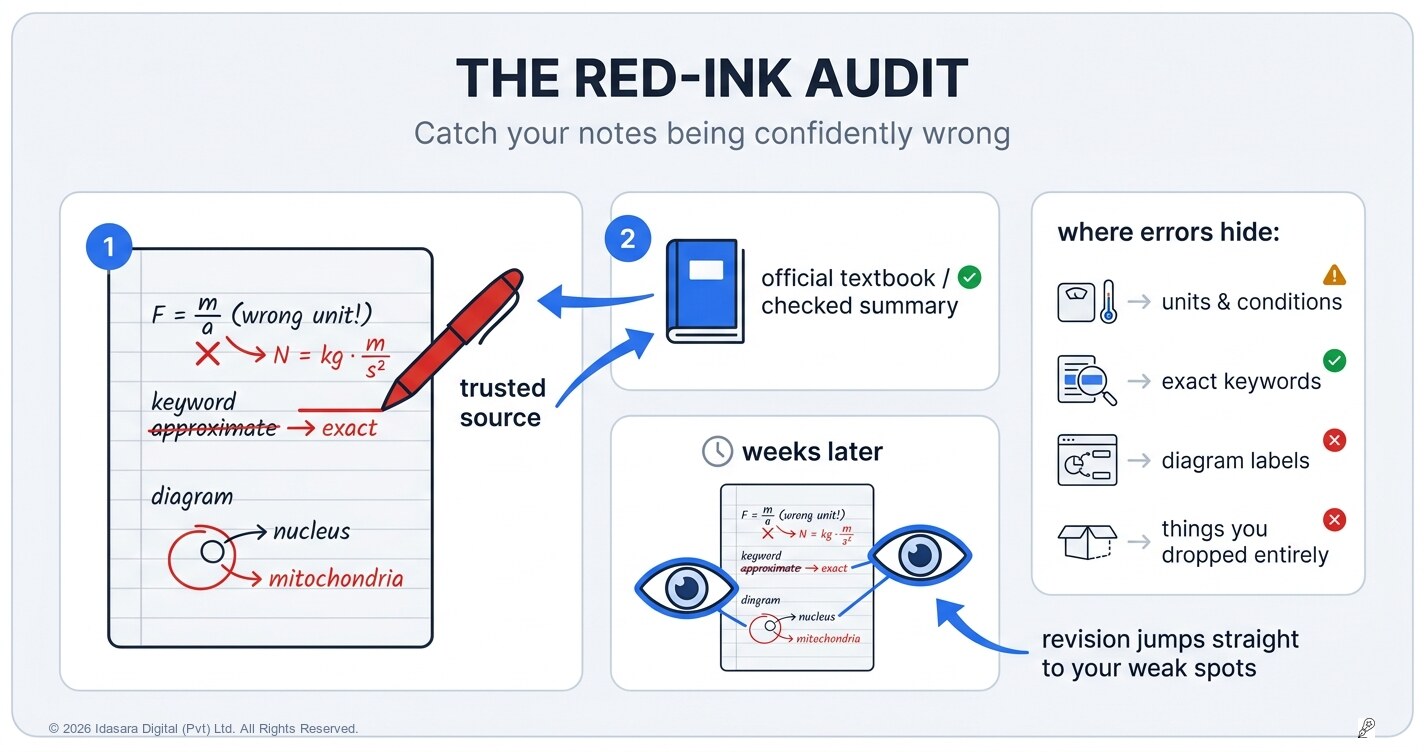 The Red-Ink Audit: How to Catch Your Notes Being Confidently Wrong