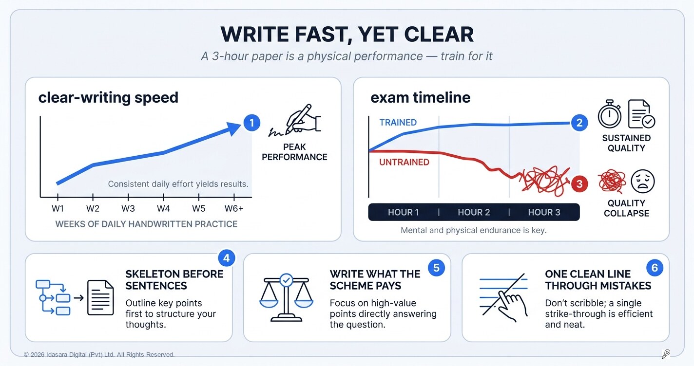 Write Fast, Yet Clear: Training the Hand That Sits the Exam