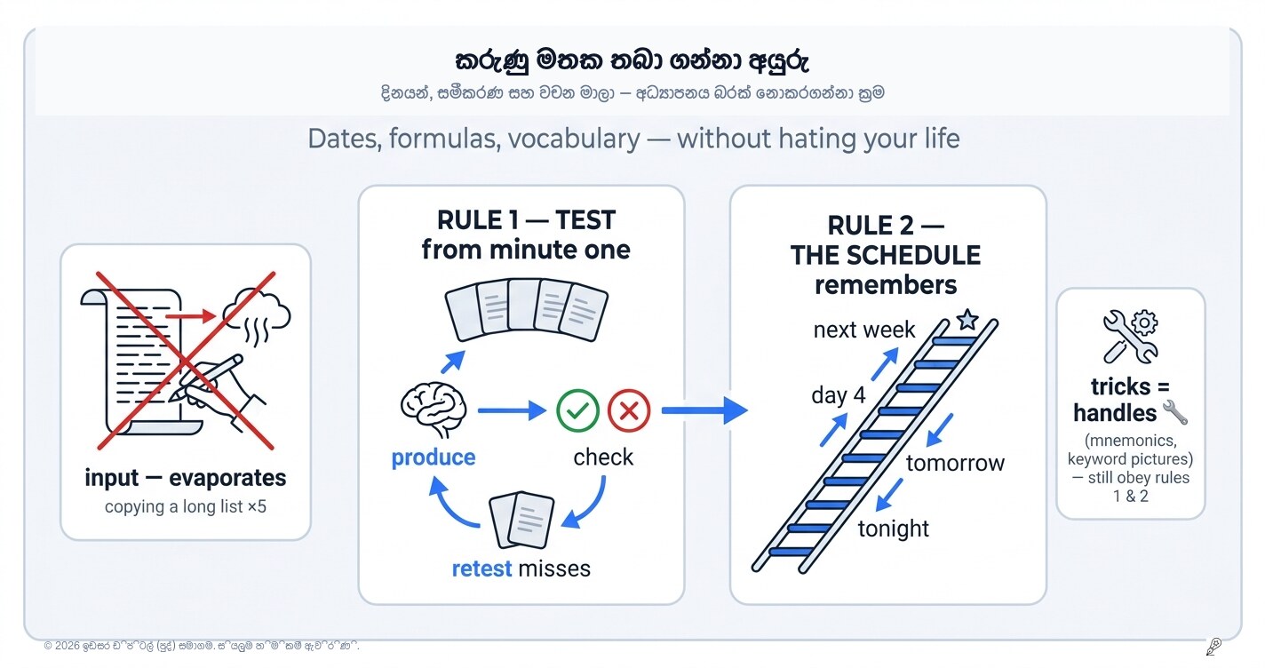 ජීවිතය එපා කරගන්නේ නැතුව දිනයන්, සූත්‍ර සහ වචන මතක තබා ගන්නේ කොහොමද?