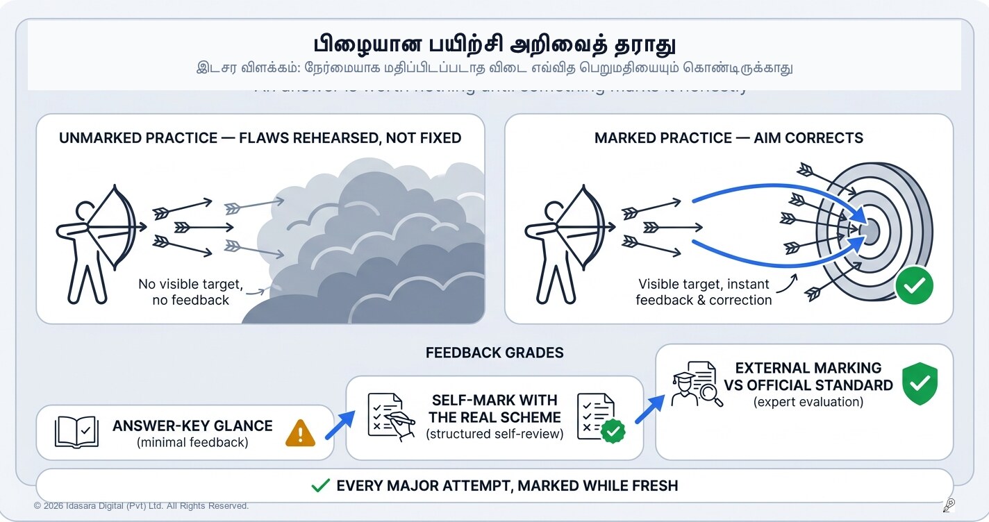 நேர்மையாக திருத்தப்படாத விடைக்கு எந்த மதிப்பும் இல்லை